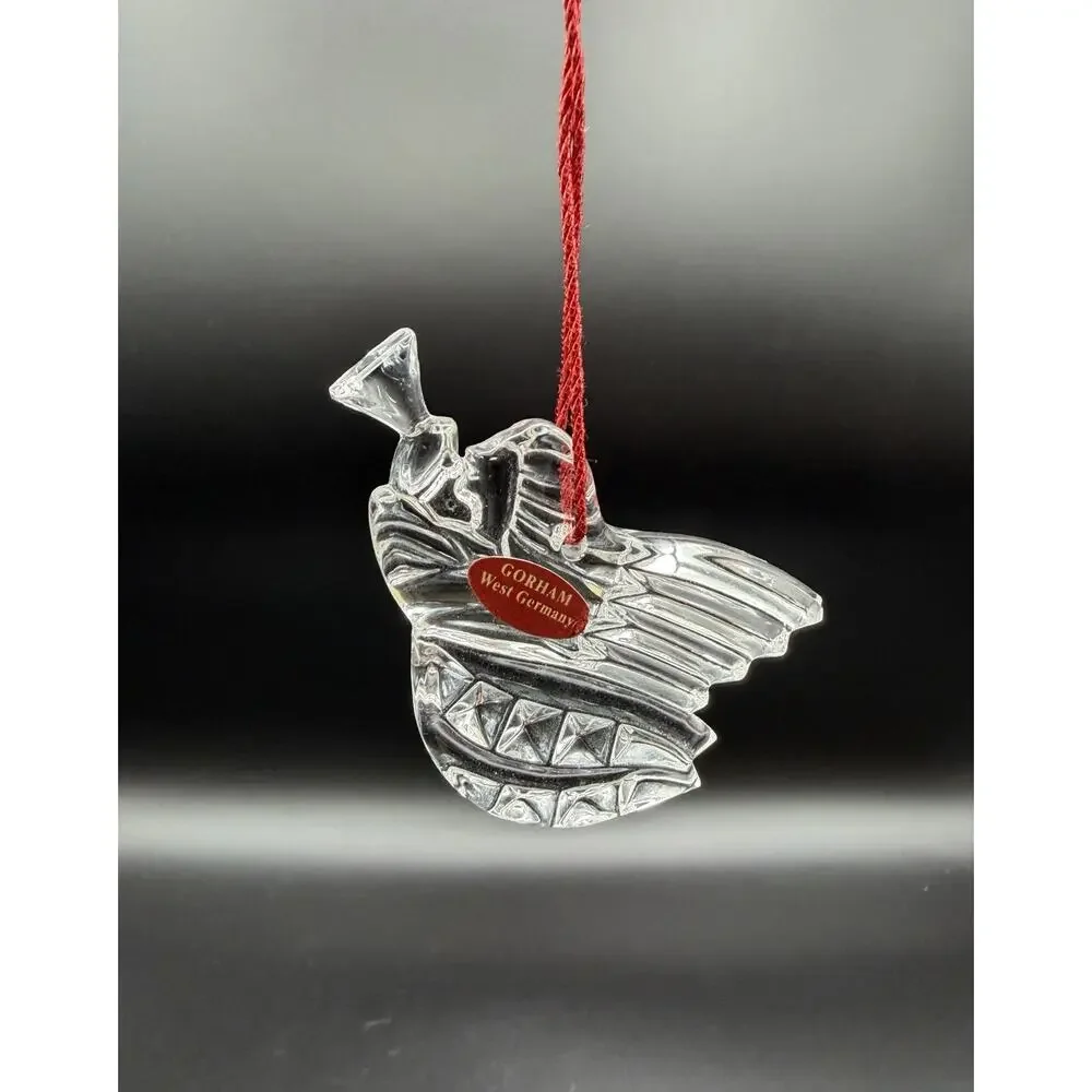 Gorham Crystal Christmas Ornaments Lot Of 6 Tree Angel Snowflake Snowman Germany